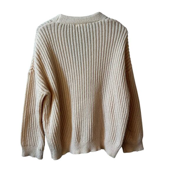 Romwe Women’s Balloon Sleeve Chunky Knit Button Cardigan Peach Small 4 Cottage - Picture 2 of 10